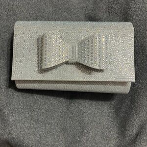 INC International Concepts Silver Crystal Bow Clutch